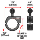 1.5" Dual Threaded 38mm Bar Mount for Roll Cage with Magic Arm