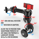 Dual Threaded Rectangular Bar Arm Mount With Magic Arm and Aluminum Alloy Smartphone Holder