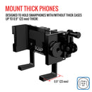 Dual Threaded Rectangular Bar Arm Mount With Magic Arm and Aluminum Alloy Smartphone Holder