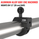 1.5" Dual Threaded 38mm Bar Mount for Roll Cage with Magic Arm