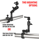 1.75" Dual Threaded Bar Clamp Mount CNC Machined Aluminum Alloy with Single 8.5" Arm