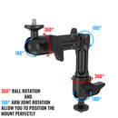 1.75" Dual Threaded Bar Clamp Mount CNC Machined Aluminum Alloy with Single 8.5" Arm