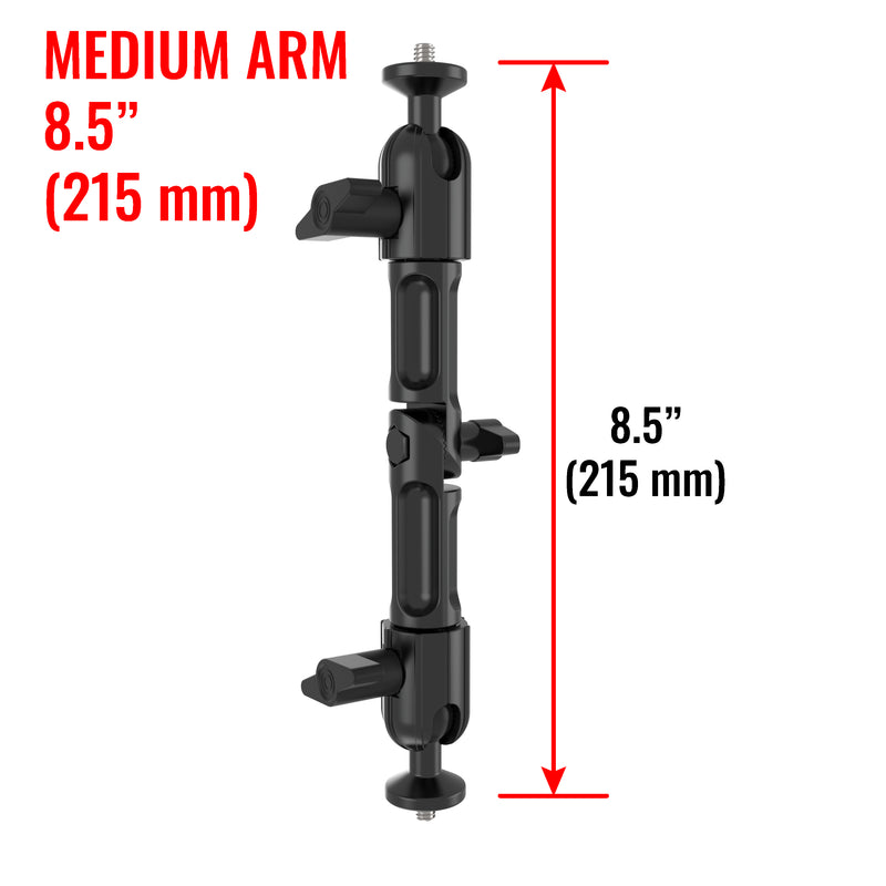 1.75" Dual Threaded Bar Clamp Mount CNC Machined Aluminum Alloy with Single 8.5" Arm