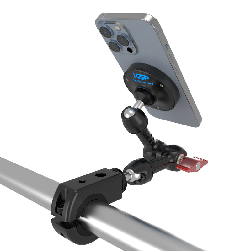 Dual Threaded Magic Arm Round Bar Arm Mount with MagSafe Magnetic Hold