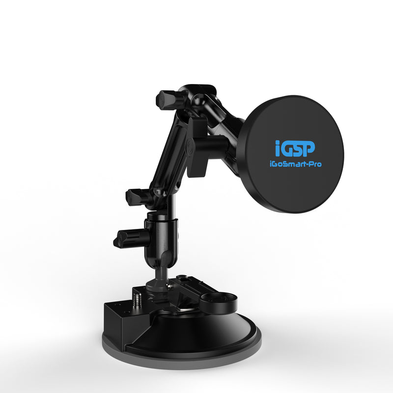 iGoSmart-Pro Suction Cup Pad Mount with 9.5" Arm and Magnetic MagSafe Smartphone Holder