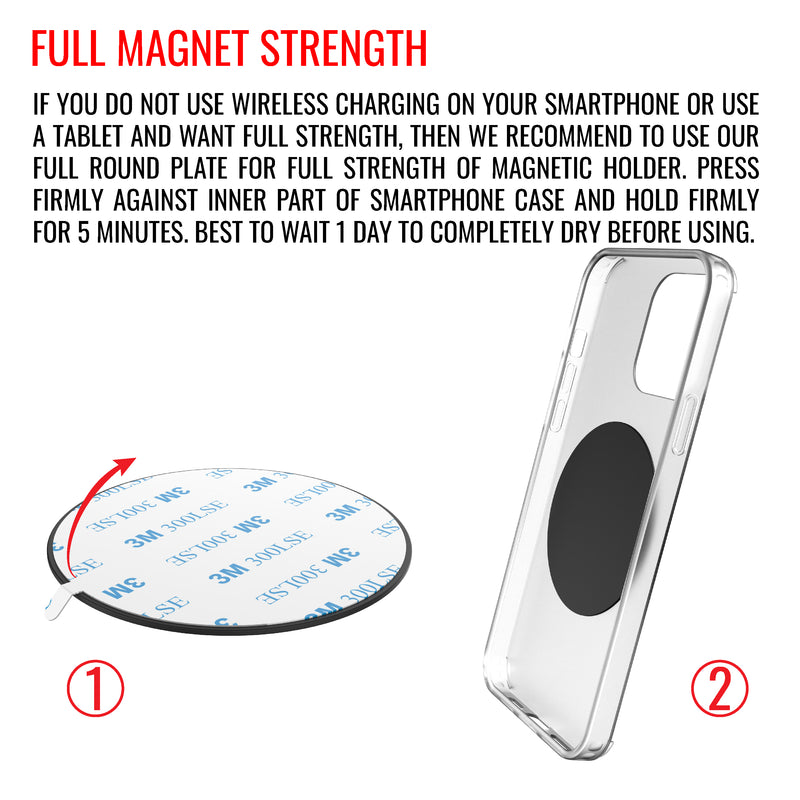 Extra Strength Round Ring Plates for MagSafe iPhone Smartphones and Magnetic Smartphone Holders