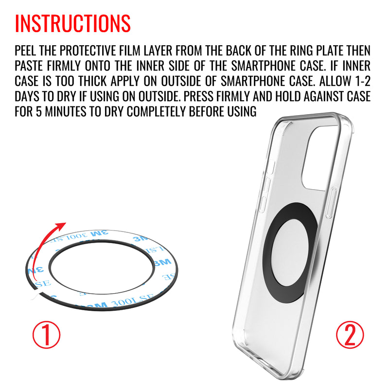 Extra Strength Round Ring Plates for MagSafe iPhone Smartphones and Magnetic Smartphone Holders
