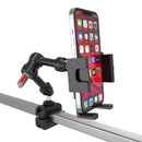 Dual Threaded Rectangular Bar Arm Mount With Magic Arm and Aluminum Alloy Smartphone Holder