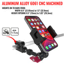 Dual Threaded Rectangular Bar Arm Mount With Magic Arm and Aluminum Alloy Smartphone Holder